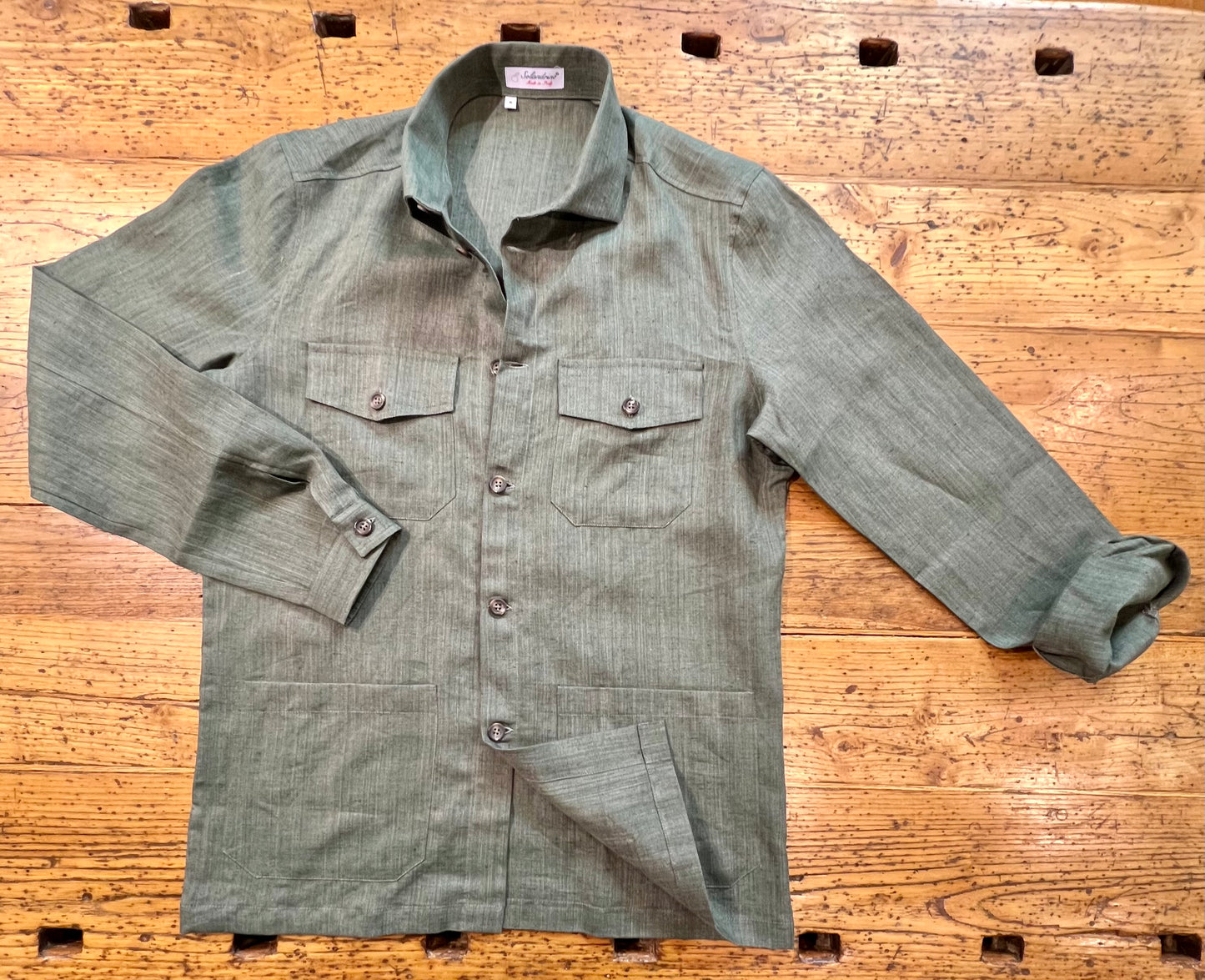 FIELD JACKET IN LINO | VERDE